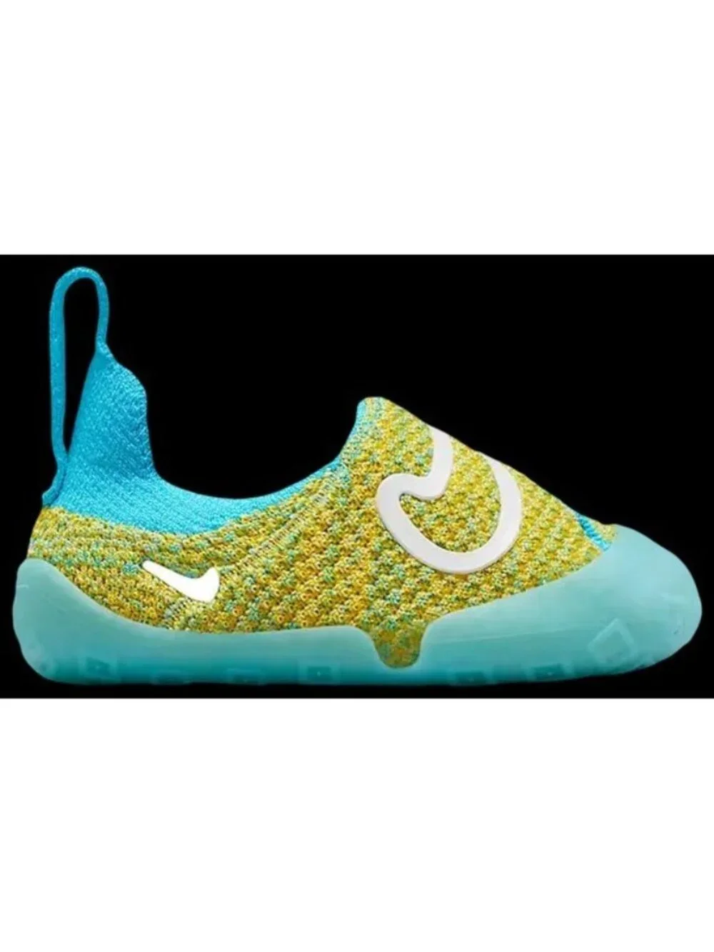 Nike Swoosh 1 TD Infant Flyknit Shoes Team Gold Sail Blue Sz 6C FB3244-700 NWOB